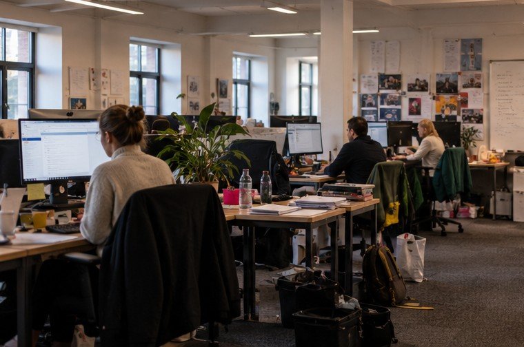 Team working together in an office